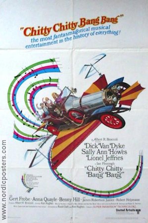 Chitty Chitty Bang Bang 1969 poster Dick Van Dyke Benny Hill Gert Fröbe Ken Hughes Text: Ian Fleming Bilar och racing Musikaler