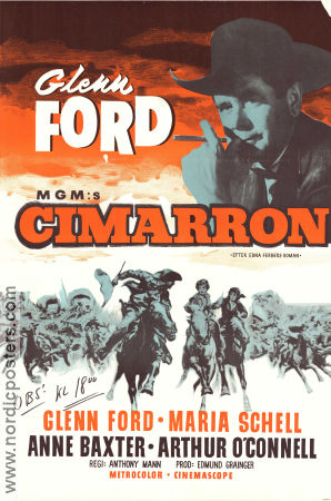 Cimarron 1960 poster Glenn Ford Maria Schell Anne Baxter Anthony Mann