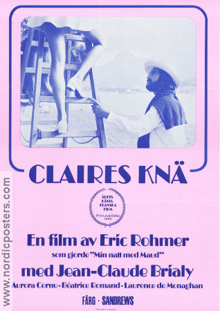 Claires knä 1970 poster Jean-Claude Brialy Aurora Cornu Béatrice Romand Eric Rohmer