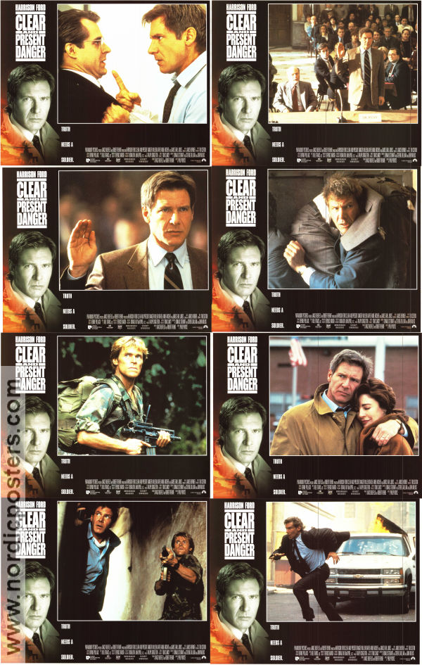 Clear and Present Danger 1994 lobbykort Harrison Ford Willem Dafoe Anne Archer Phillip Noyce