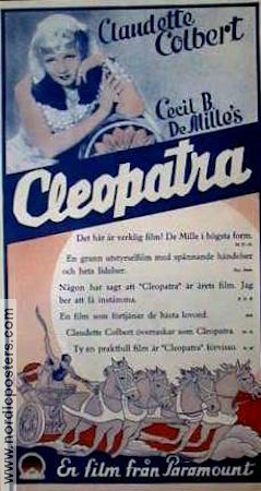 Cleopatra 1934 poster Claudette Colbert Cecil B DeMille Svärd och sandal