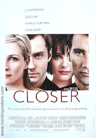 Closer 2004 poster Julia Roberts Jude Law Natalie Portman Clive Owen Mike Nichols