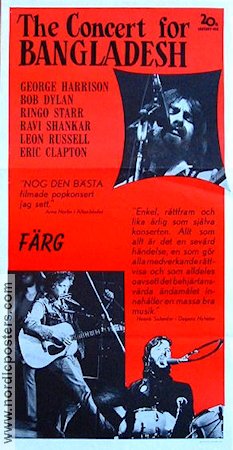 The Concert for Bangladesh 1972 poster George Harrison Bob Dylan Ringo Starr Rock och pop