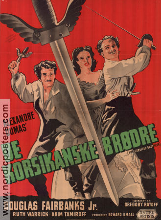 The Corsican Brothers 1941 poster Douglas Fairbanks Jr Ruth Warrick Akim Tamiroff Gregory Ratoff Äventyr matinée
