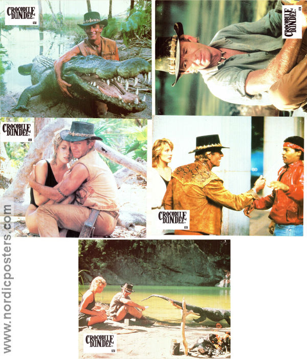 Crocodile Dundee 1986 lobbykort Paul Hogan Linda Kozlowski John Meillon Peter Faiman Filmen från: Australia