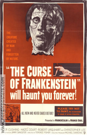 The Curse of Frankenstein 1957 poster Peter Cushing Christopher Lee Hazel Court Terence Fisher Filmbolag: Hammer Films