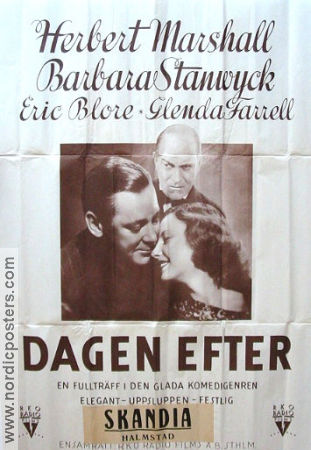 Dagen efter 1937 poster Barbara Stanwyck Herbert Marshall Glenda Farrell Alfred Santell