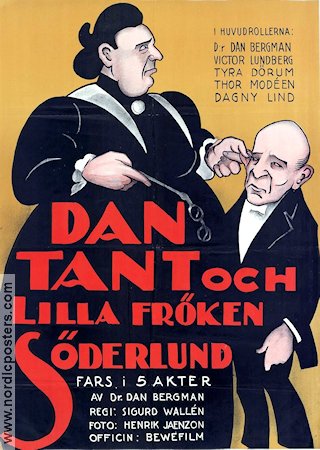 Dan Tant och lilla fröken Söderlund 1924 poster Dan Bergman