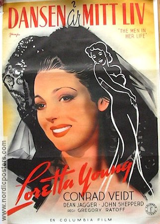 Dansen är mitt liv 1942 poster Loretta Young Conrad Veidt Eric Rohman art