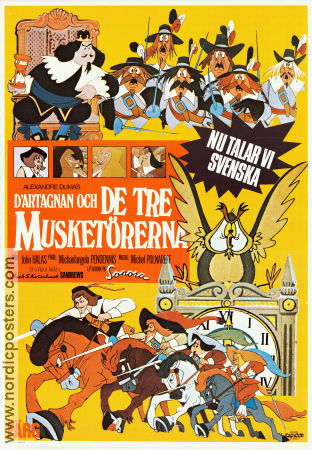 D´Artagnan och de tre musketörerna 1974 poster Francis Perrin John Halas Text: Alexander Dumas Animerat