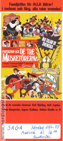 D´Artagnan och de tre musketörerna 1974 poster Francis Perrin John Halas Text: Alexander Dumas Animerat