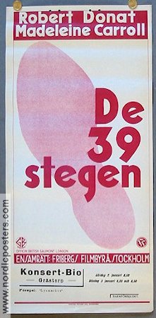 De 39 stegen 1935 poster Robert Donat Madeleine Carroll Lucie Mannheim Alfred Hitchcock