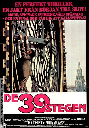 De 39 stegen 1978 poster Robert Powell Don Sharp Klockor