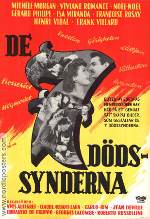 De 7 dödssynderna 1952 poster Michele Morgan Francoise Rosay Yves Allégret