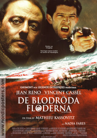 De blodröda floderna 2000 poster Jean Reno Vincent Cassel Nadia Fares Mathieu Kassovitz Hitta mer: Africa