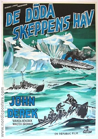 De döda skeppens hav 1955 poster John Derek Skepp och båtar