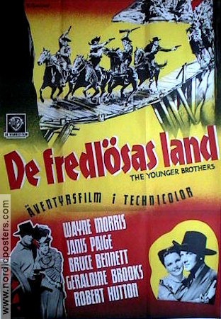 De fredlösas land 1950 poster Wayne Morris Janis Paige Bruce Bennett Edwin L Marin