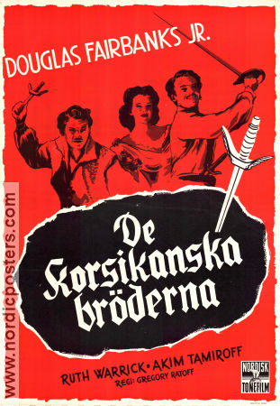 De korsikanska bröderna 1941 poster Douglas Fairbanks Jr Ruth Warrick Akim Tamiroff Gregory Ratoff