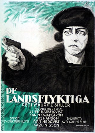 De landsflyktiga 1921 poster Jenny Hasselqvist Lars Hanson Mauritz Stiller Vapen