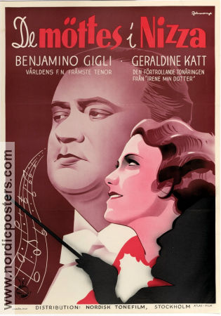 De möttes i Nizza 1937 poster Beniamino Gigli Geraldine Katt Karl Heinz Martin