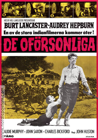 De oförsonliga 1960 poster Burt Lancaster Audrey Hepburn Audie Murphy John Huston