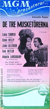 De tre musketörerna 1949 poster Lana Turner Gene Kelly June Allyson George Sidney Äventyr matinée