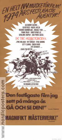 De tre musketörerna 1973 poster Oliver Reed Raquel Welch Richard Chamberlain Charlton Heston Richard Lester Äventyr matinée