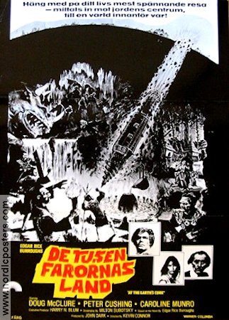 De tusen farornas land 1977 poster Peter Cushing Edgar Rice Burroughs