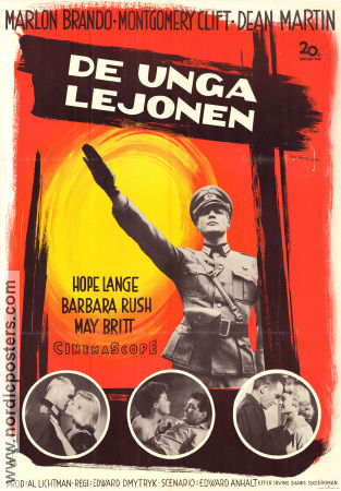 De unga lejonen 1958 poster Marlon Brando Montgomery Clift Dean Martin Hope Lange Barbara Rush May Britt Edward Dmytryk Krig Hitta mer: Nazi