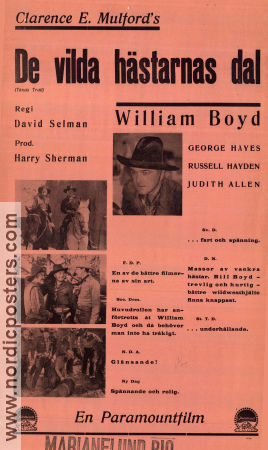 De vilda hästarnas dal 1937 poster William Boyd George Gabby Hayes