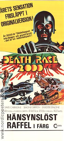 Death Race 2000 1975 poster David Carradine Sylvester Stallone Simone Griffeth Roger Corman Bilar och racing Kultfilmer