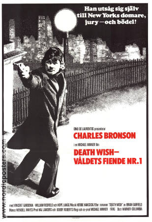 Death Wish 1974 poster Charles Bronson Hope Lange Vincent Gardenia Michael Winner