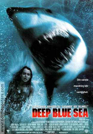 Deep Blue Sea 1999 poster Thomas Jane Saffron Burrows Stellan Skarsgård Renny Harlin Fiskar och hajar