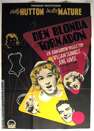 Den blonda tornadon 1949 poster Betty Hutton Victor Mature William Demarest John Farrow Musikaler