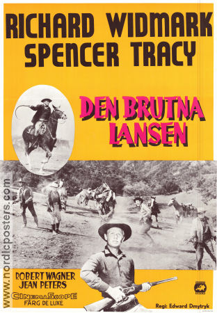 Den brutna lansen 1954 poster Richard Widmark Spencer Tracy Jean Peters Edward Dmytryk