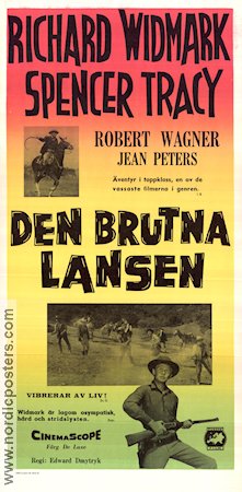 Den brutna lansen 1954 poster Richard Widmark Spencer Tracy Jean Peters Edward Dmytryk