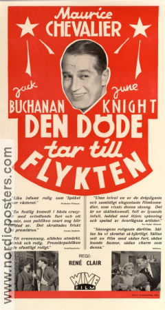 Den döde tar till flykten 1938 poster Jack Buchanan Maurice Chevalier René Clair