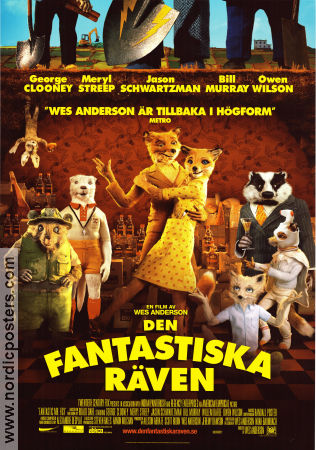 Den fantastiska räven 2009 poster George Clooney Wes Anderson Text: Roald Dahl Animerat