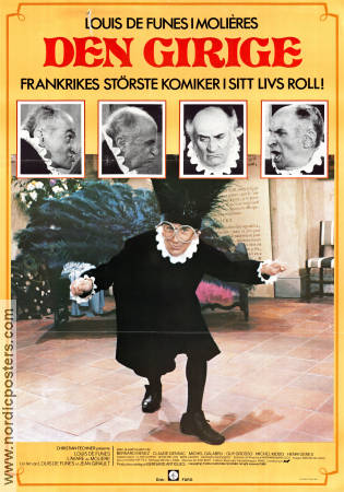 Den girige 1980 poster Louis de Funes Text: Moliére