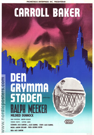 Den grymma staden 1961 poster Carroll Baker Ralph Meeker Mildred Dunnock Jack Garfein