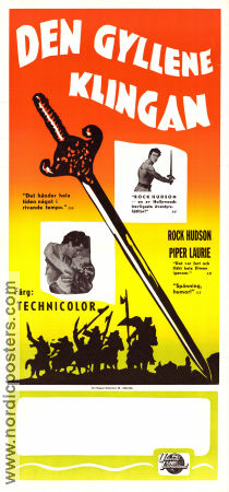 Den gyllene klingan 1953 poster Rock Hudson Piper Laurie Gene Evans Nathan Juran Svärd och sandal