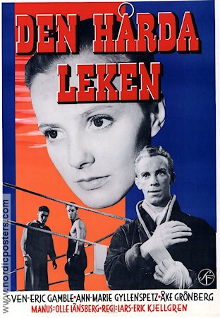 Den hårda leken 1956 poster Sven-Eric Gamble Ann-Marie Gyllenspetz Boxning