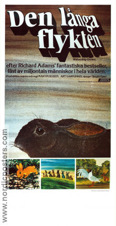 Den långa flykten 1978 poster John Hurt Martin Rosen Text: Richard Adams Animerat