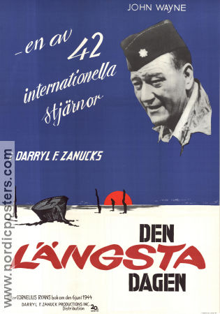 Den längsta dagen 1962 poster Paul Anka Richard Burton Henry Fonda Sean Connery John Wayne Ken Annakin Krig Hitta mer: Nazi