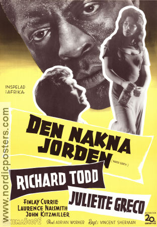 Den nakna jorden 1958 poster Richard Todd Juliette Greco John Kitzmiller Vincent Sherman