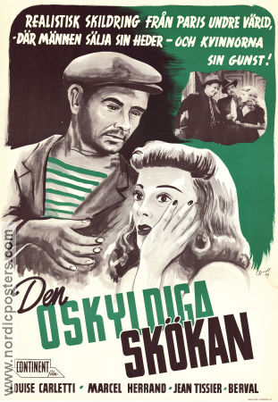 Den oskyldiga skökan 1947 poster Louise Carletti Jean Tissier Fréhel Robert Bibal