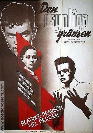 Den osynliga gränsen 1950 poster Beatrice Pearson Mel Ferrer Susan Douglas Rubes Alfred L Werker