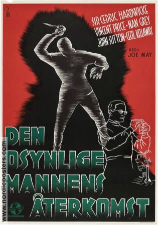 Den osynlige mannens återkomst 1940 poster Vincent Price