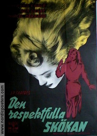 Den respektfulla skökan 1952 poster Barbara Laage Text: Jean Paul Sartre