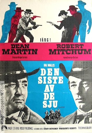 Den siste av de sju 1968 poster Dean Martin Robert Mitchum Henry Hathaway